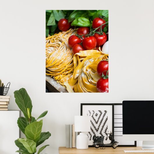 食べイタリアン物パスタトマトバジルエッグポスター ポスター (ホームオフィス)