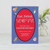食べエレガントLove Valentine's Dayハート 招待状 (スタンド正面)