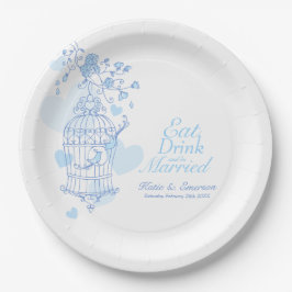 食べカスタムドリンク青い鳥結婚かご ペーパープレート