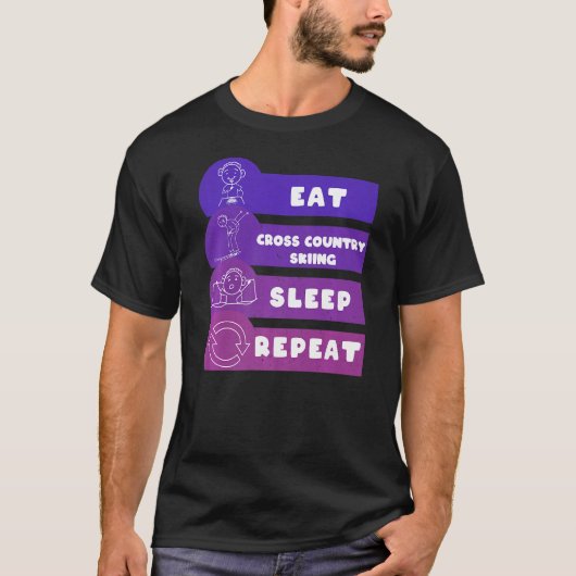 食べクロスカントリースキースリープリピート Tシャツ (正面)