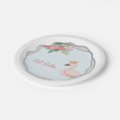 食べケーキフローラエレガントピンク白鳥と王冠 ペーパープレート (アングル)