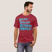 食べゲームのスリープおもしろいストリーム繰り返しT Tシャツ (正面フル)