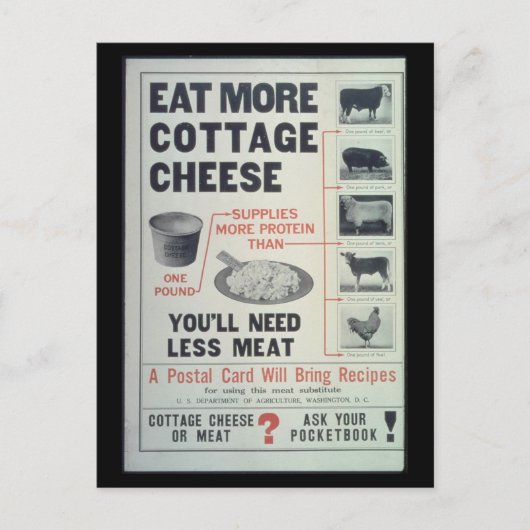 食べコテージチーズ – ヴィンテージ ポストカード (正面)