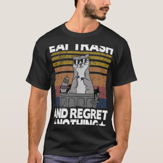 食べゴミと後悔なしラクーン1 Tシャツ (正面)
