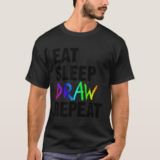 食べスプの描画を繰り返すアーティスおもしろいトのスケッ絵を描チ Tシャツ (正面)