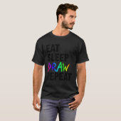 食べスプの描画を繰り返すアーティスおもしろいトのスケッ絵を描チ Tシャツ (正面フル)