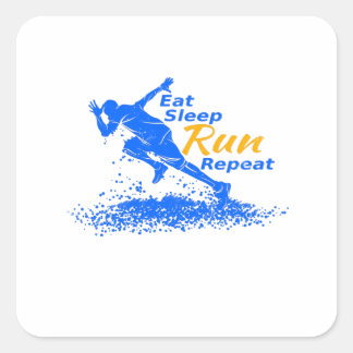 食べスポーツ好きに対する走SLEEP REPEAT GIFT スクエアシール