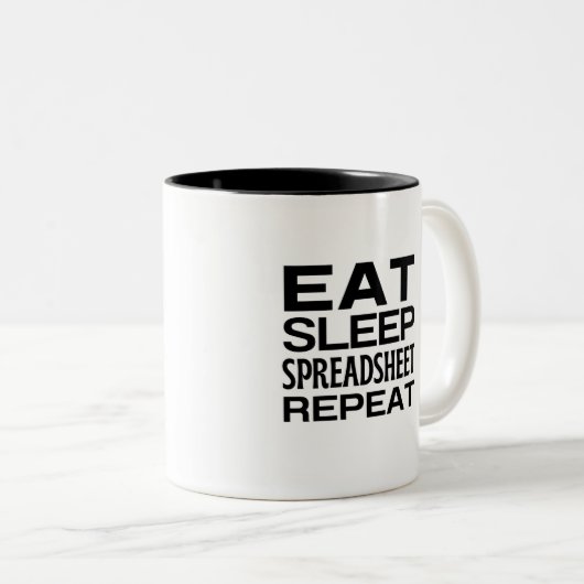 食べスリースプレッドシートの繰り返し ツートーンマグカップ (正面右)