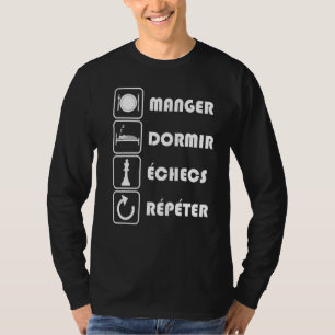 食べスリーチェスリピート将棋士男性女性 Tシャツ