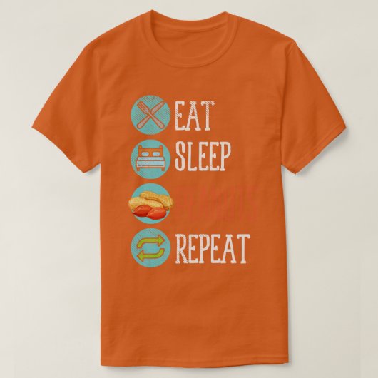 食べスリーピーナッツ繰り返し Tシャツ (デザイン正面)
