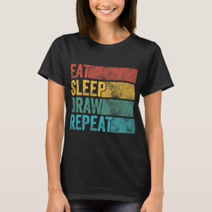 食べスリープの描画を繰り返しスケッおもしろいチの描画 Tシャツ