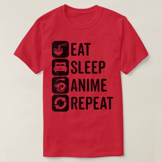食べスリープアニメリピートオタクアニメかわいい美 Tシャツ (デザイン正面)