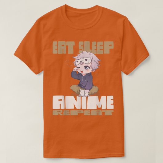 食べスリープアニメリピート Tシャツ (デザイン正面)