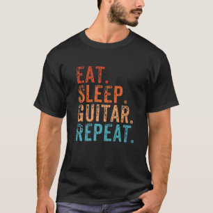 食べスリープギターリピおもしろいータギターヴィンタグ Tシャツ