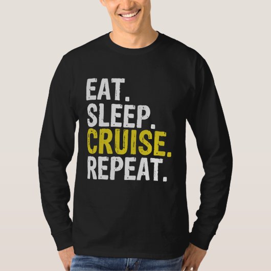 食べスリープクルーズリピート船ギフト Tシャツ (正面)