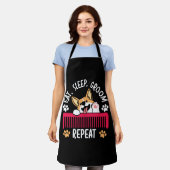 食べスリープグルームリピーターグルーミングドッグトリマー エプロン (着用した状態)