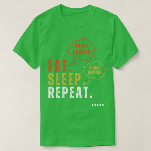 食べスリープゲーミングリピートデザイン Tシャツ (デザイン正面)