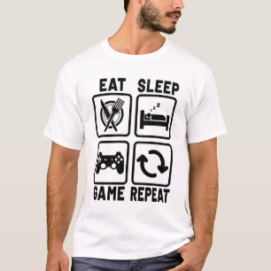 食べスリープゲームリピーターおたくギーク Tシャツ