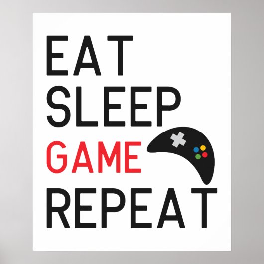 食べスリープゲームrepeat word art gamers ポスター (正面)
