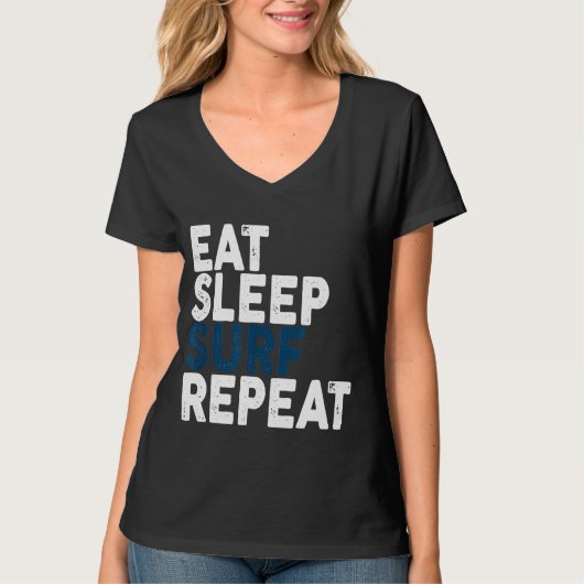食べスリープサーフリピートサーフィンティー Tシャツ (正面)
