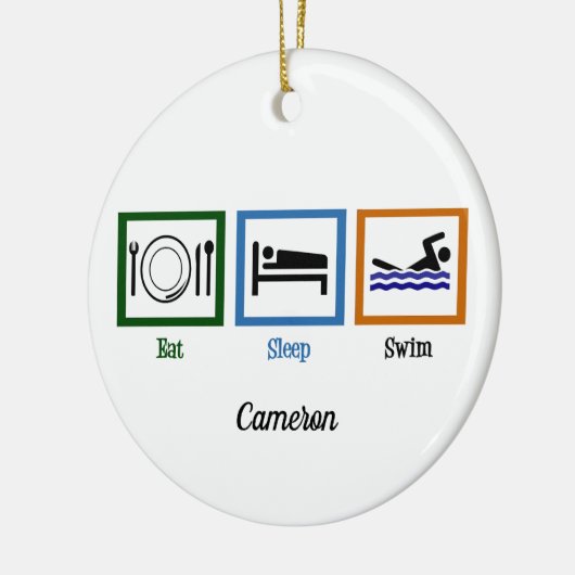 食べスリープスイムおもしろい泳ぐ人クリスマス セラミックオーナメント (左)