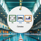 食べスリープスイムおもしろい泳ぐ人クリスマス セラミックオーナメント