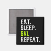 食べスリープスキーリピートのスキーヤーおもしろい恋人 マグネット (正面/裏面)