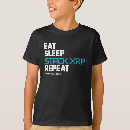 食べスリープスタックおもしろいXRP暗号化引用文ミーム Tシャツ (正面)