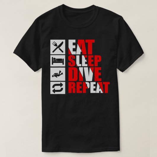 食べスリープダイブリおもしろいービング Tシャツ (デザイン正面)