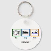 食べスリープチームおもしろい泳ぐ人 キーホルダー (裏面)