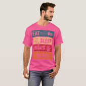 食べスリープドラムのリピート – ドラム楽器 Tシャツ (正面フル)