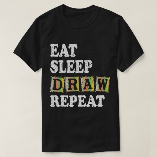 食べスリープドリおもしろいースケッチ Tシャツ (デザイン正面)