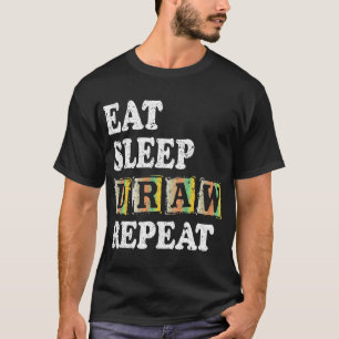 食べスリープドリおもしろいースケッチ Tシャツ