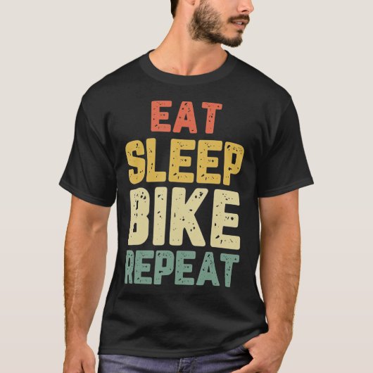 食べスリープバイクサイクリングサイクリング自転車ギフト Tシャツ (正面)