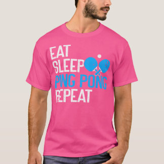 食べスリープピンポンリピートテーおもしろいブルテニス Tシャツ