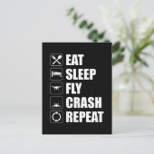 食べスリープフライクラッシュリピートドローンおもしろいパイロット ポストカード (スタンド正面)