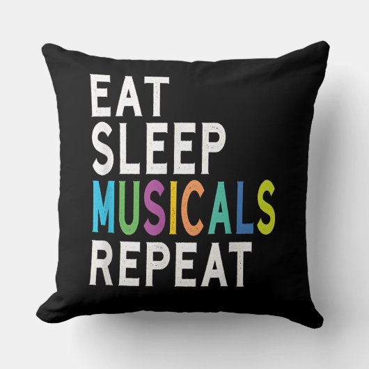 食べスリープミュージカル繰り返し、ブロードウェイ演技ギフト クッション (正面)