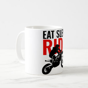 食べスリープライドモトクロスバイクポップ・アートのスポーツ コーヒーマグカップ