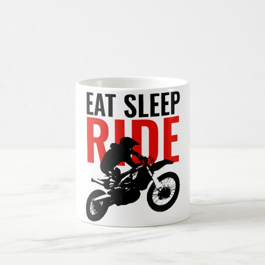 食べスリープライドモトクロスバイクポップ・アートのスポーツ コーヒーマグカップ (中央)