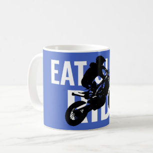 食べスリープライドモトクロスバイクポップ・アートのスポーツ コーヒーマグカップ