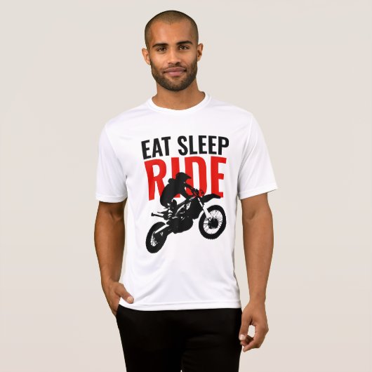 食べスリープライドモトクロスバイクポップ・アートのスポーツ Tシャツ (正面フル)
