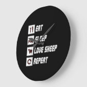 食べスリープラブシープ |おもしろい引用文 ラージ壁時計 (傾斜)