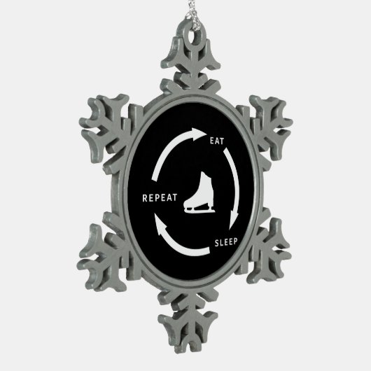 食べスリープリピート姿スケートで滑るスポーツファンことわざ スノーフレークピューターオーナメント (左)