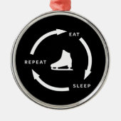 食べスリープリピート姿スケートで滑るスポーツファンことわざ メタルオーナメント (正面)