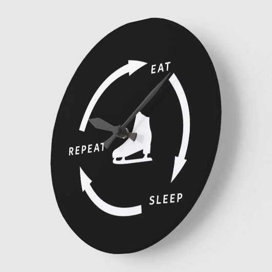 食べスリープリピート姿スケートで滑るスポーツファンことわざ ラージ壁時計 (傾斜)