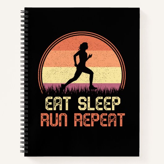 食べスリープリポートレトロアスリートマラソン ノートブック (正面)