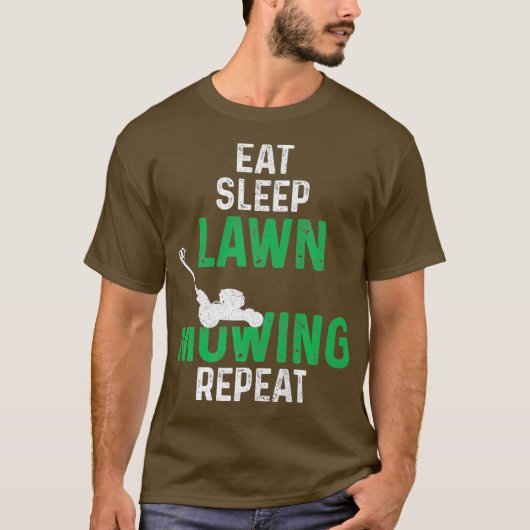 食べスリープローンモーイングリピートモーア造園 Tシャツ (正面)