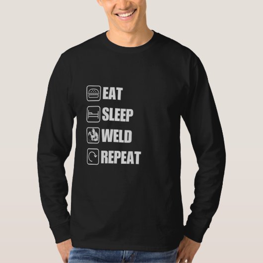 食べスリープ溶接の繰り返しおもしろい引用文 Tシャツ (正面)