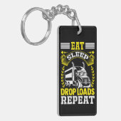 食べスリープ負荷トラックドライバのおもしろい引用文 キーホルダー (正面左)