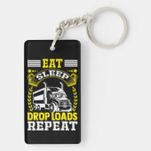 食べスリープ負荷トラックドライバのおもしろい引用文 キーホルダー (裏面)